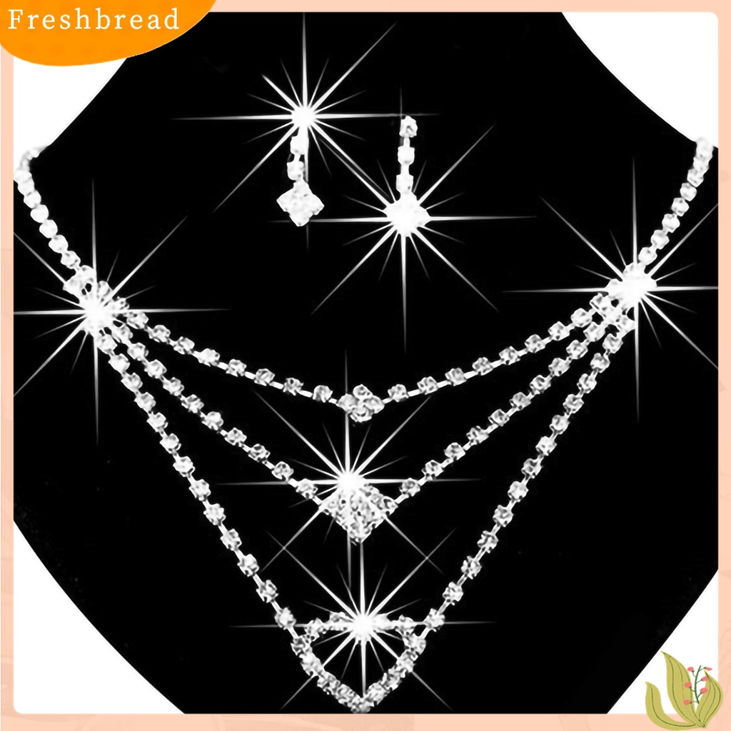 Terlaris Jewelry Set Square Exquisite Accessory Heart Necklace Earrings Collection for Wedding