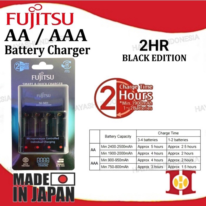 Charger Baterai AA AAA BONUS 2x AA 950mAh Rechargeable FUJITSU Japan