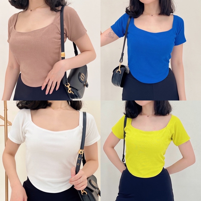 Amorita - Chloe Basic Crop Top Tshirt / Kaos Wanita