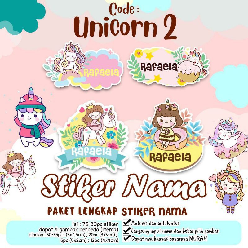 

STICKER NAMA/ STIKER NAMA/ CUSTOM LABEL NAMA/UNICORN LABEL NAMA