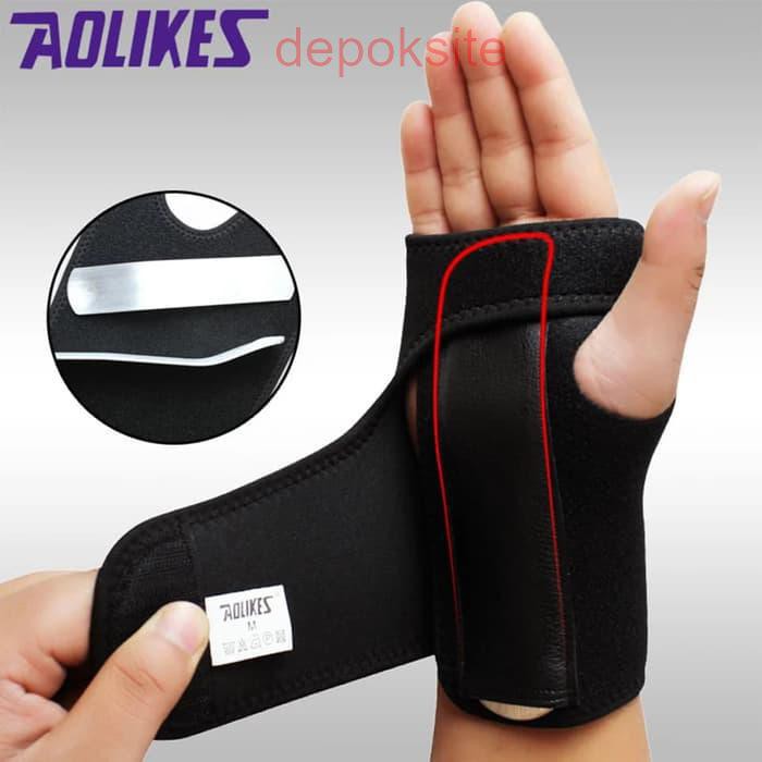 1 Pcs AOLIKES 1676 Pelindung Penyangga Lengan Tangan Hand Wrap Wrist Band Bracer Splint Support