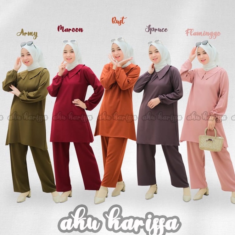 SETELAN TUNIK CELANA KERJA ZENAYA NOVALISA ORI AKU KARISSA NEW STYLE baju kemeja kerja wanita muslim