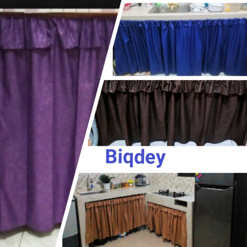 tirai/gordeng kolong dapur motif polos satin