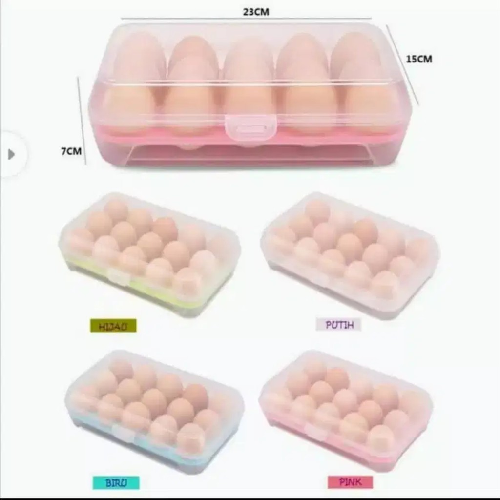 Topprice Box Telur 15 Sekat Portable / Kotak Penyimpanan Telur/ Tempat Rak Serbaguna COD U88