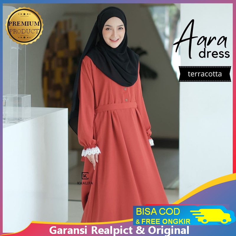 PROMO- SET DRESS - AARA SET DRESS - ORI BY KHALIFA- BISA COD-dress muslimah-gamis muslimah-gamis mus