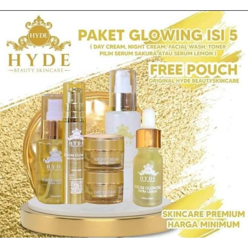 HYDE BEAUTY SKINCARE GLOWING PAKET ISI 5 (Night Cream Forte BPOM)