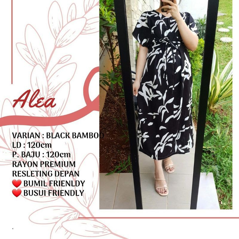produk 2 Alea 120cm daster rayon jumbo bumil busui friendly adem resleting depan semata kaki-1