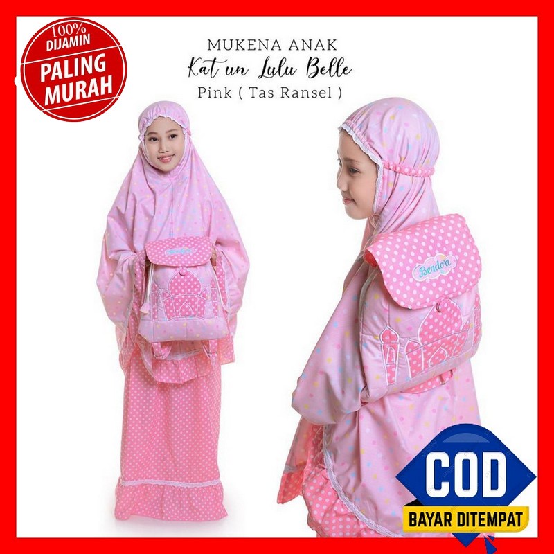 Mukena Anak Bordir Set Sejadah Polos Motif Tanggung Cewek U8D0 Rayon Bali Murah 2 - 12 Tahun Premium