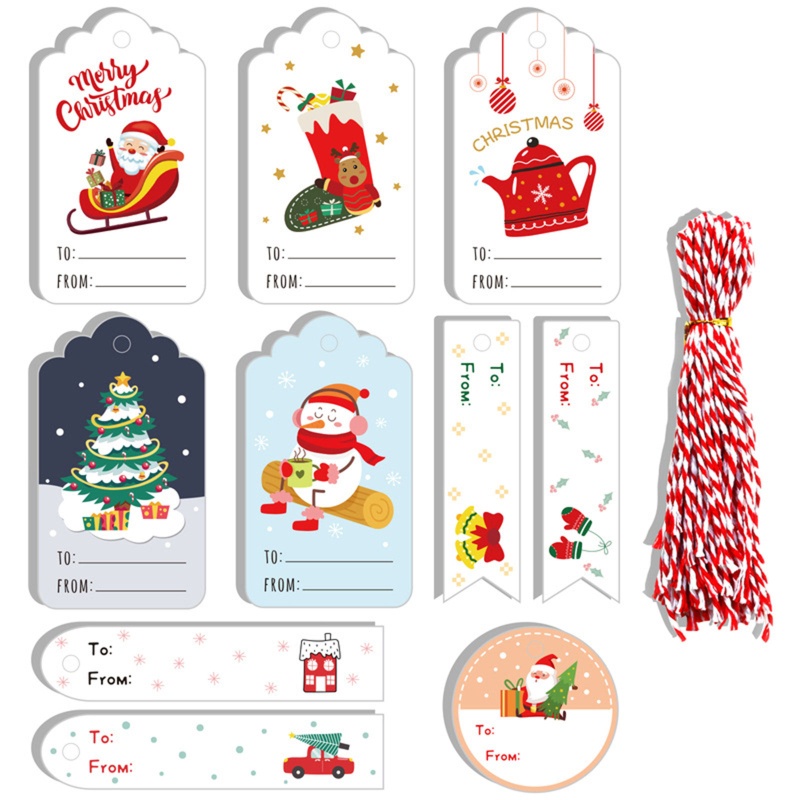 Zzz Set Tag Label Gantung Desain Snowman / Santa / Rusa Untuk Dekorasi Pohon Natal