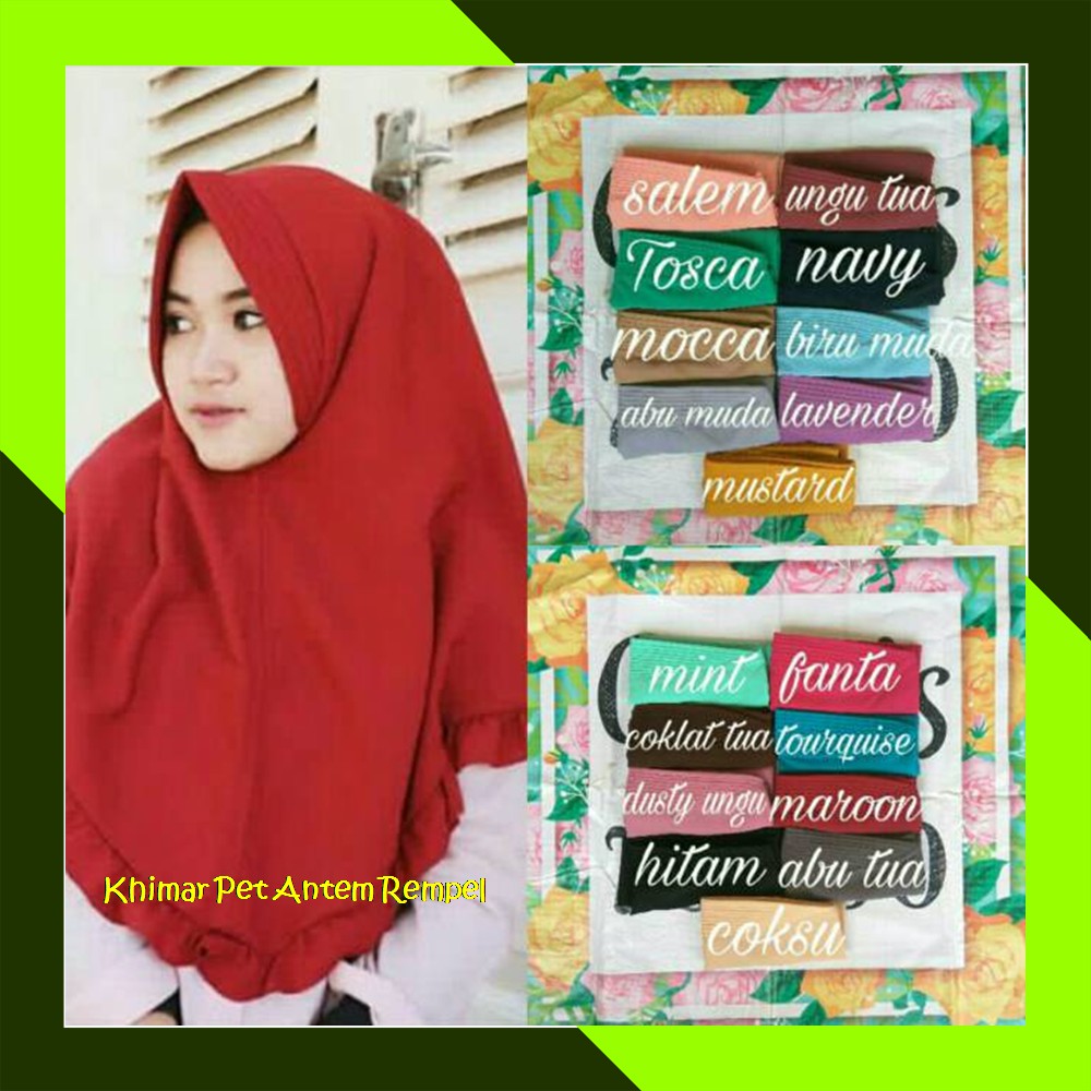Khimar pet rempel | jilbab wolfis | kerudung rempel hijab instan kerudung antem