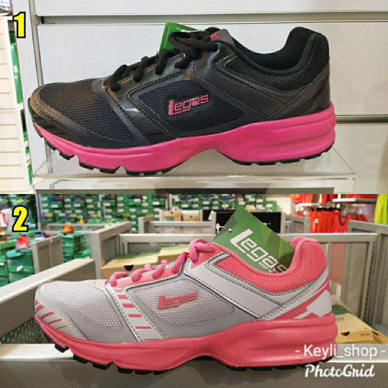 Sepatu League Legas D4 LA W Running Shoes Cewe Sneakers Wanita Black Pink Grey Sport Original Murah