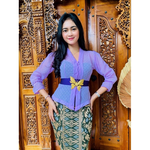 kebaya jadi geya sifon yoryu polka serat pisang-Lavender