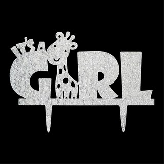 It S A Girl Giraffe Silhouette Cake Toppers Cake Flags Baby Shower