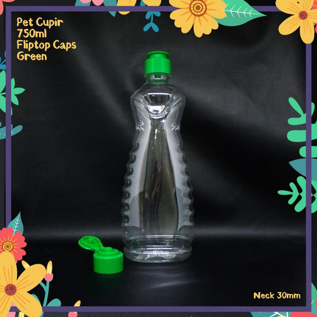 BOTOL PLASTIK CUPIR 750ML TUTUP FLIPTOP HIJAU NECK 30MM IMPORT PET KEMASAN SABUN CUCI PIRING SUNLIGH