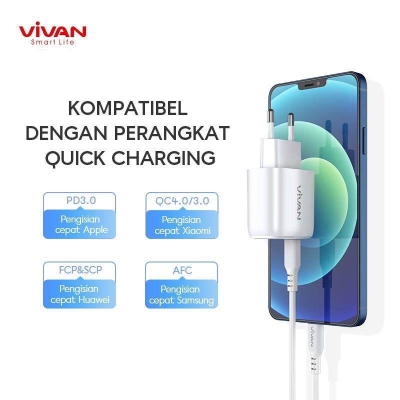 [VIVAN 20W] Charger USB C TO Lightning Power charge 20W Quick Charging QC 4.0 lPH0NE XR XS MAX 11 12 13 PRO MAX