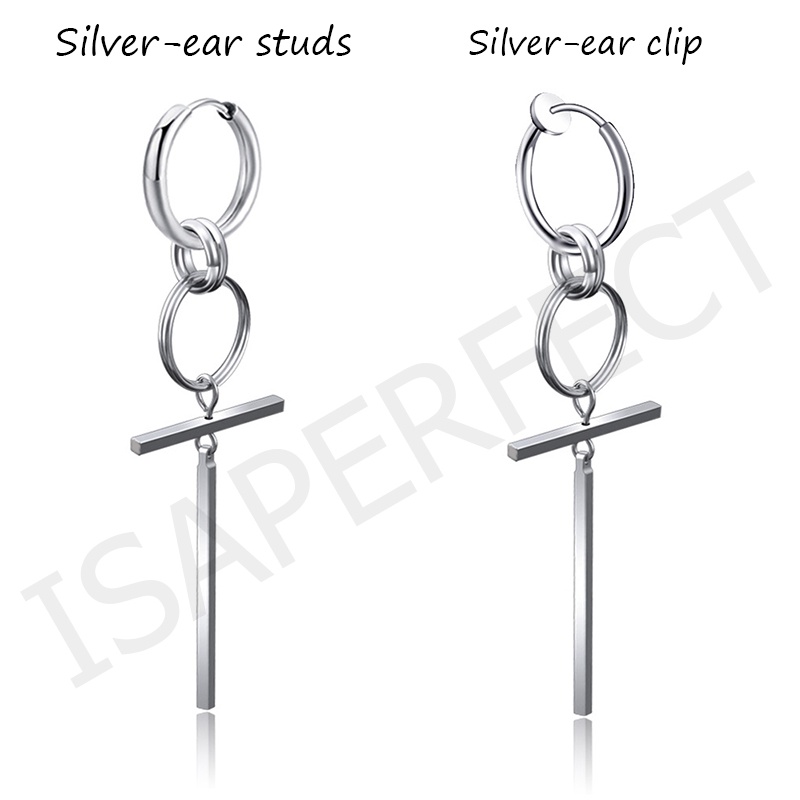 One Piece Versi Korea Panjang Rumbai Cincin Anting-Anting Trendi Pria Cross Anting-Anting Tanpa Tindik Telinga Klip Punk Wanita Anting-Anting