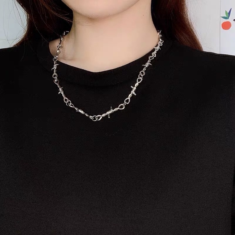 Kalung Rantai Choker Bahan Metal Gaya Punk Gothic Hip Hop Untuk Pria Dan Wanita