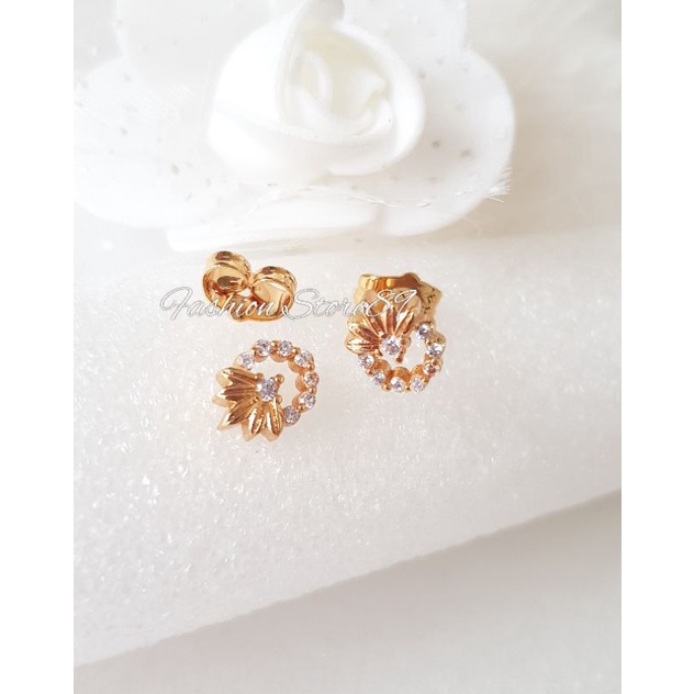 Anting Tusuk Simple Perhiasan Lapis Emas Impor Fashion Yaxiya