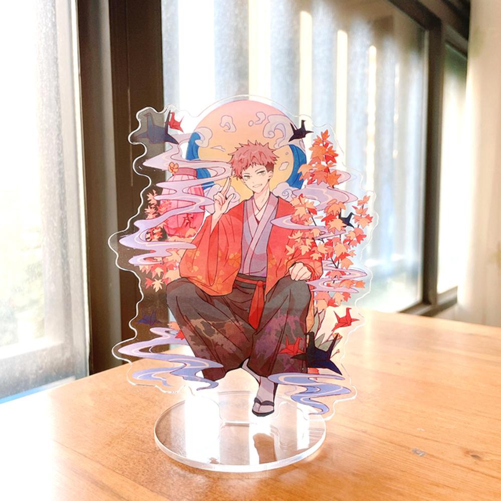 Needway Jujutsu Kaisen Figure Stand Kartun Cosplay Mainan Standing Plate Desktop Hias Satoru Gojou Fushigura Megumi Model Piring