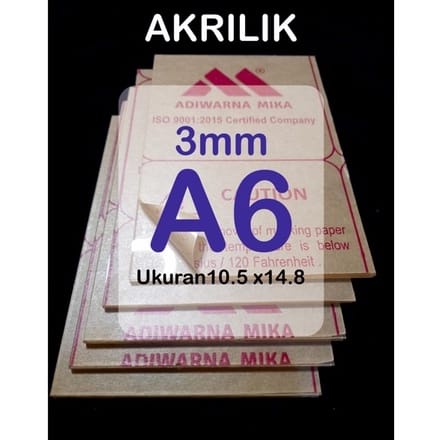 AKRILIK lembaran 3mm A6 / Akrilik bening / Acrylic