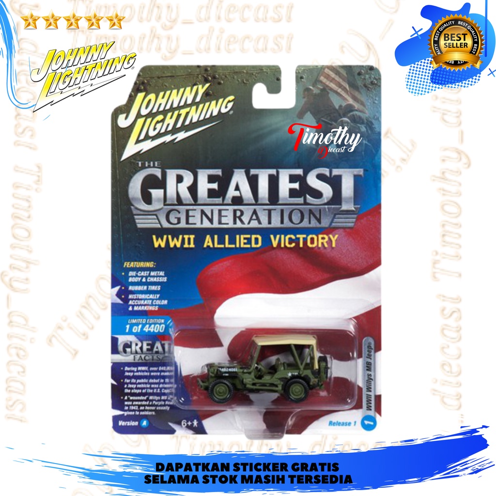 Johnny Lightning Jeep Willys MB The Greatest Generation WWII Open Hood