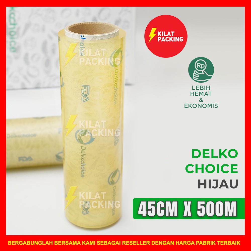 PLASTIK WRAPPING MAKANAN HIJAU EKONOMIS 45CM X 500M / FOOD WRAPPING / CLING WRAP DELKOCHOICE SATUAN