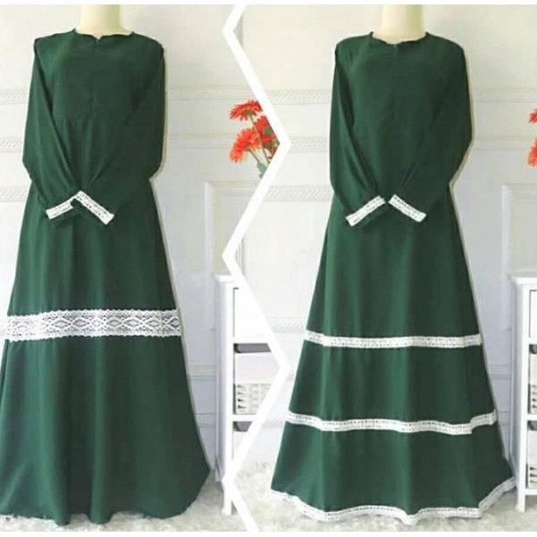 Harga TERMURAAH.. GAMIS Renda 1 & Renda 3 °HIJAU BOTOL°