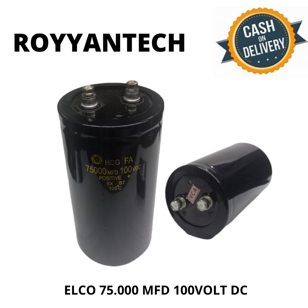 ELCO 75.000 UF 100 V DC ELKO 75.000 MFD 100 VOLT DC CAPACITOR BESAR