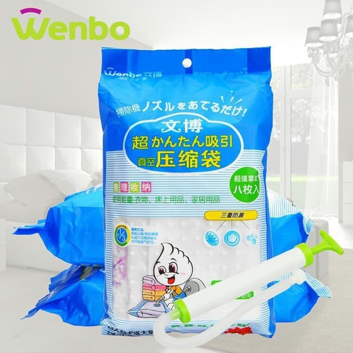 Wenbo Vacuum Bag isi 8 (3 3 2) Vakum Plastik Set Gratis Pompa Manual Vacum Bag Plastik Vacum