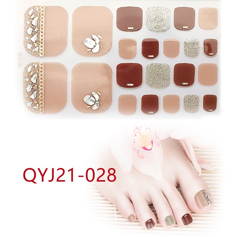 Qyj21-021 - 040 22pcs / Lembar Stiker Kuku Kaki 3d Diy Untuk Nail Art