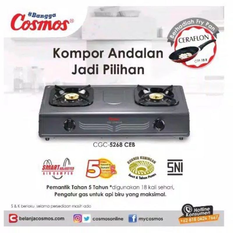 Kompor Gas Cosmos 2 Tungku CGC-5268 CEB