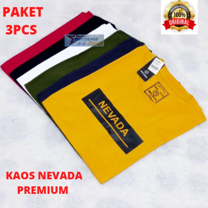 Paket 3pcs 100rb kaos Nevada brand matahari terbaru   M, L, XL, XXL BIG SIZE Motif RANDOMacak / kaos pria / kaos Nevada pria wanita / kaos Nevada 3pcs 100 Langan Pendek /  baju pria / Baju NEVADA / Kaos Nevada pria / Kaos pria distro / Kaos pria big size