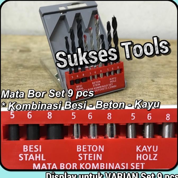 Mata Bor Set 9Pcs ( Mata Bor Besi, Beton Dan Kayu )