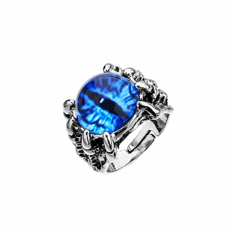 Cincin Model Terbuka Adjustable Desain Mata Setan Gaya Punk Hip Hop Untuk Pria