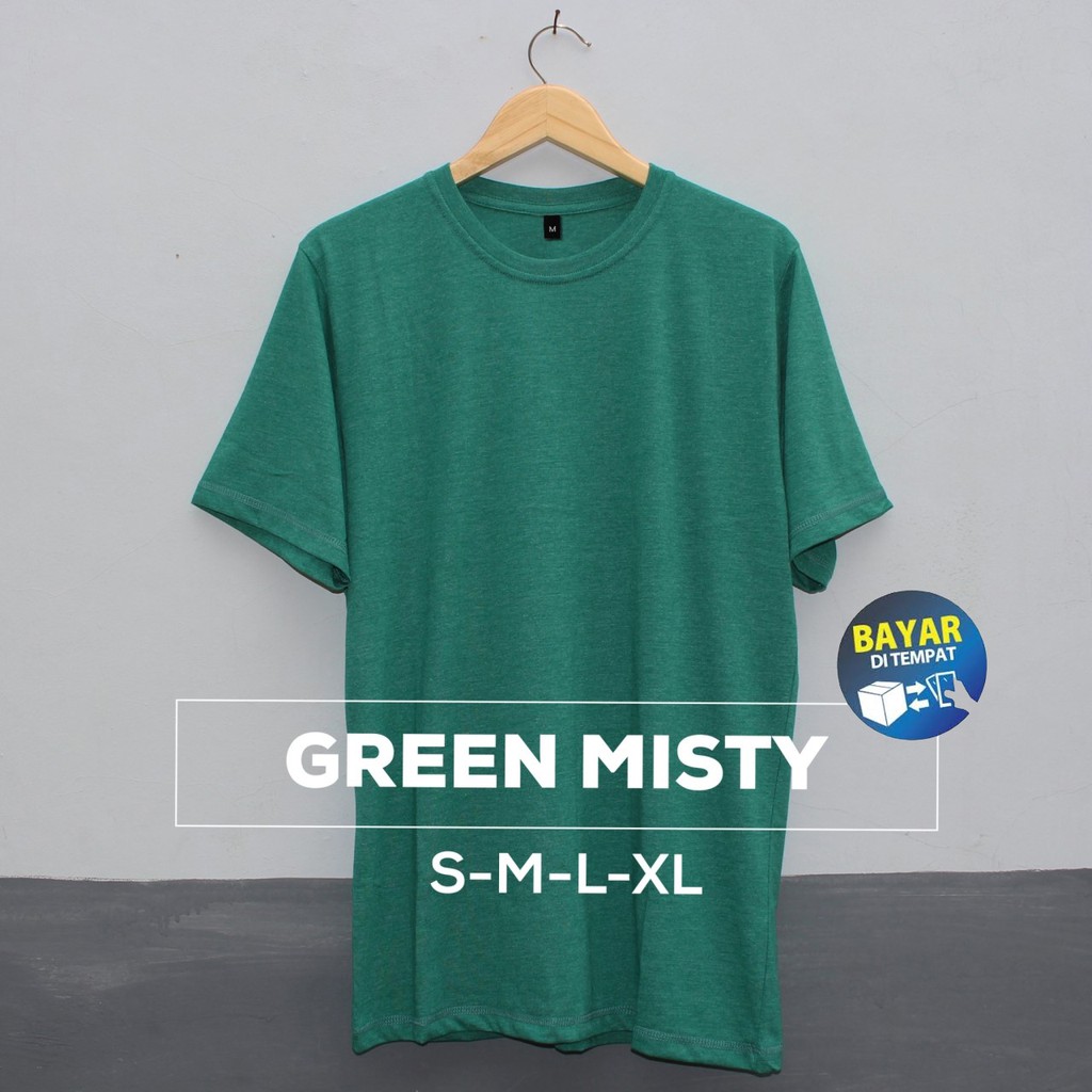 KAOS POLOS PENDEK WARNA  GREEN MISTY  BISA DI PAKAI COWO DAN 