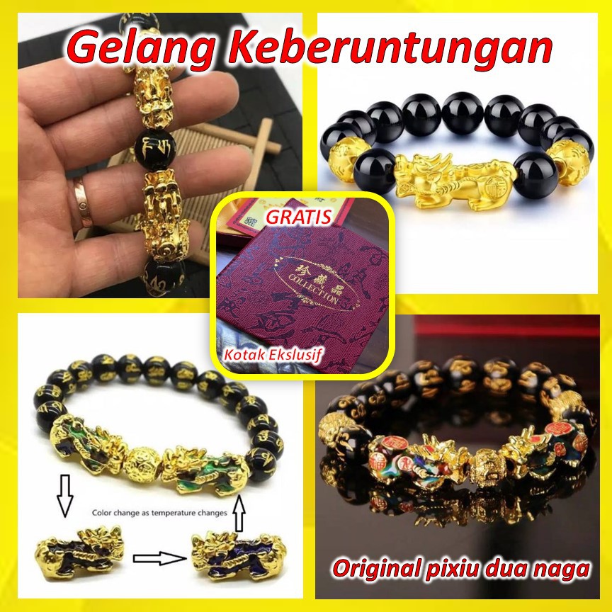 GELANG KESEHATAN/GELANG KEBERUNTUNGAN PIXIU BLACK OBSIDIAN 14MM IMPORT BERKUALITAS FASHION PIXIU