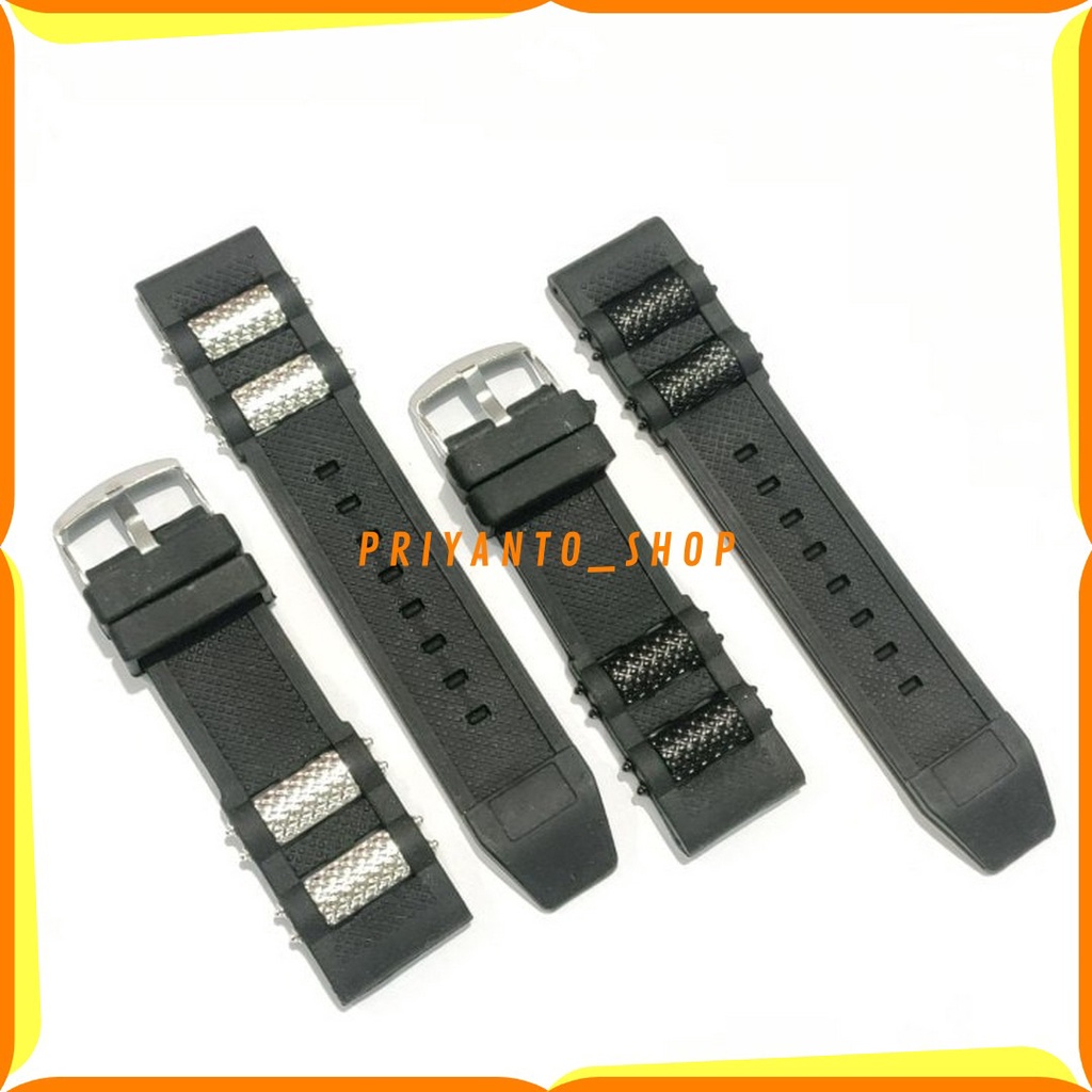 Tali karet Jam Tangan 24mm Rubber Strap Watch Bend Fashion Hitam 24mm Mantull Bagus