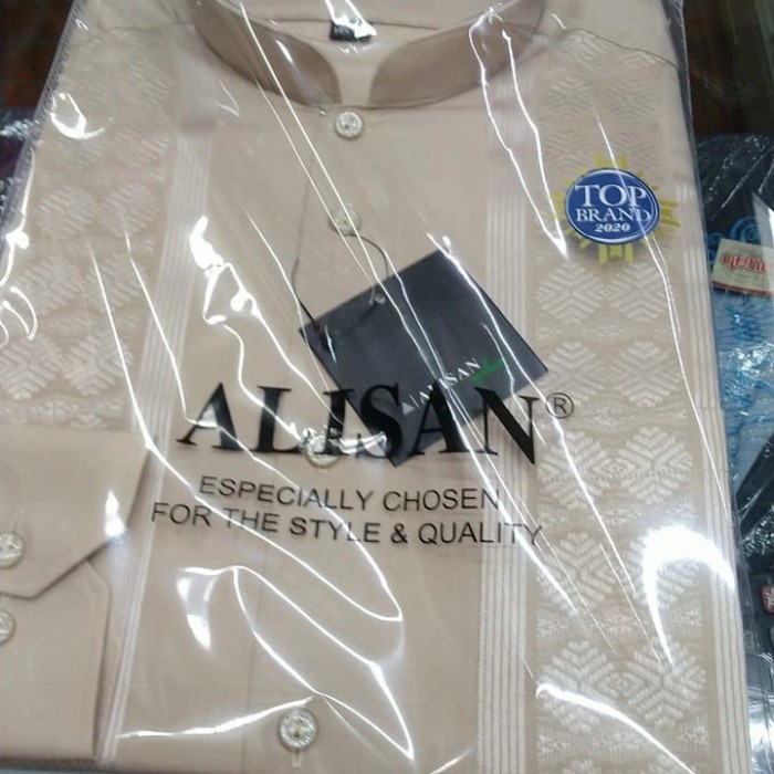 PRIA-SET-KOKO-BAJU- ALISAN KOKO ALISAN TANGAN PANJANG BORDIR KANAN DAN KIRI | BAJU KOKO - ABU ABU
