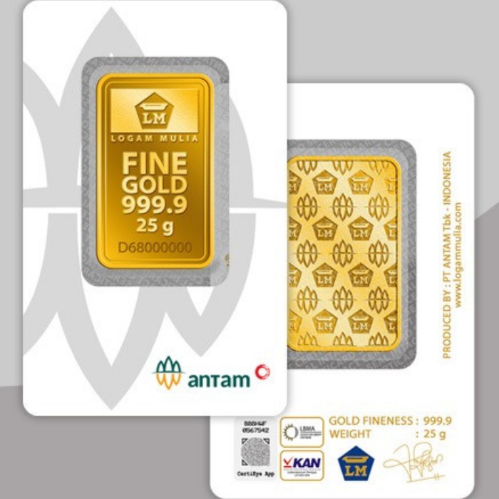 LOGAM MULIA / LOGAM MULIA ANTAM / EMAS ANTAM BERSERTIFIKAT 25 GRAM