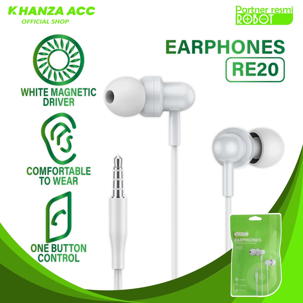 KHANZAACC Robot RE20 Oblique In-Ear Deep Bass Ultra Light Wired Earphone