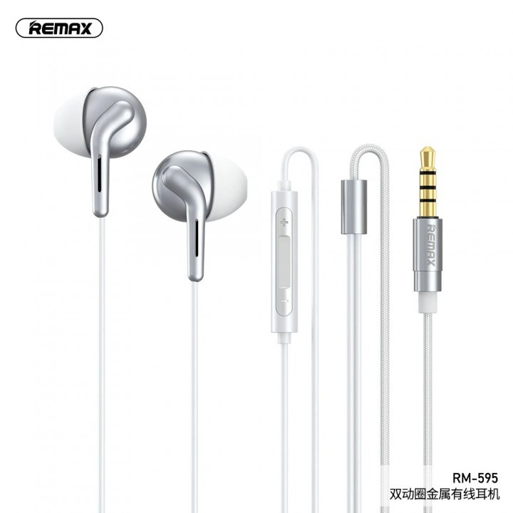 AKN88 - REMAX RM-595 Wired Cable Earphone Headset Quad Core Bass