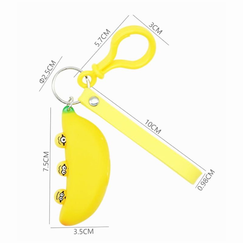 Mary 2.95x1.38x1.38in Menghilangkan Stress Mainan Dekompresi Stretch Banana Keychain Toy