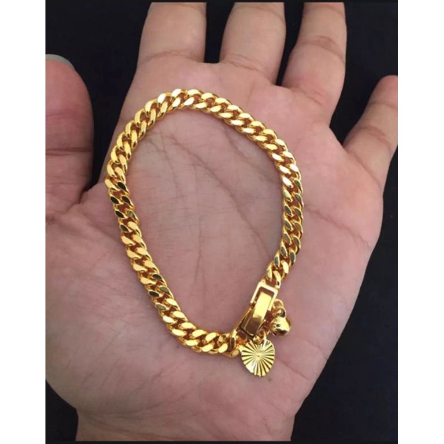 Gelang tangan rantai dewasa berlapis emas 24k