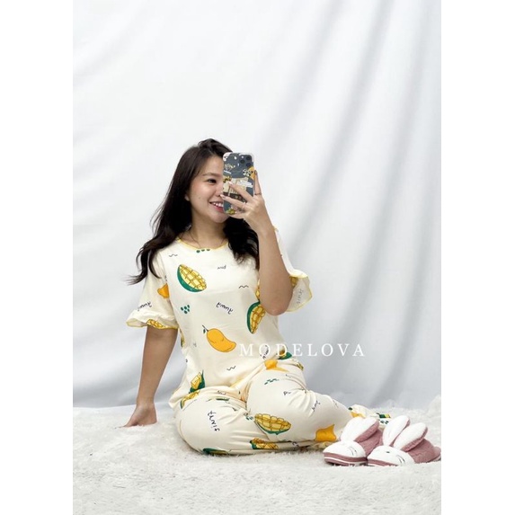 MDLV ~ Baju Tidur Manggo Cut CP Baju Tidur Dewasa Celana Panjang Set Piyama Import Fashion Import