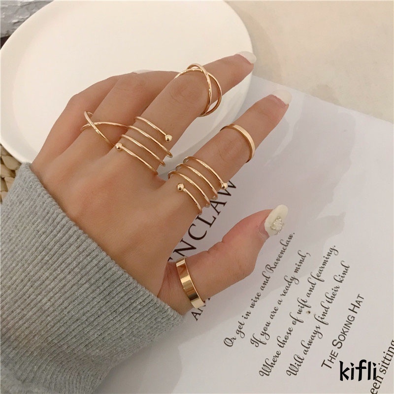 6 Pcs/set In Korea Cincin,Gaya Punk Geometris Cincin,Indah Pesta Pernikahan Wanita Fashion Perhiasan