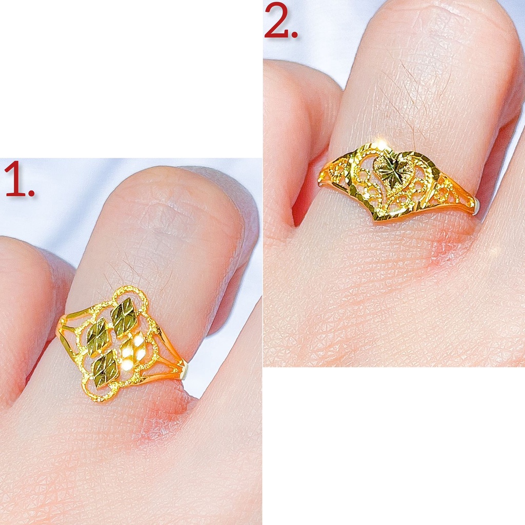 NEW! Cincin anak dan dewasa emas asli kadar 70 lokal 65% kerawang love wajik segi ukir kilat tanpa permata mas kuning 1 gram