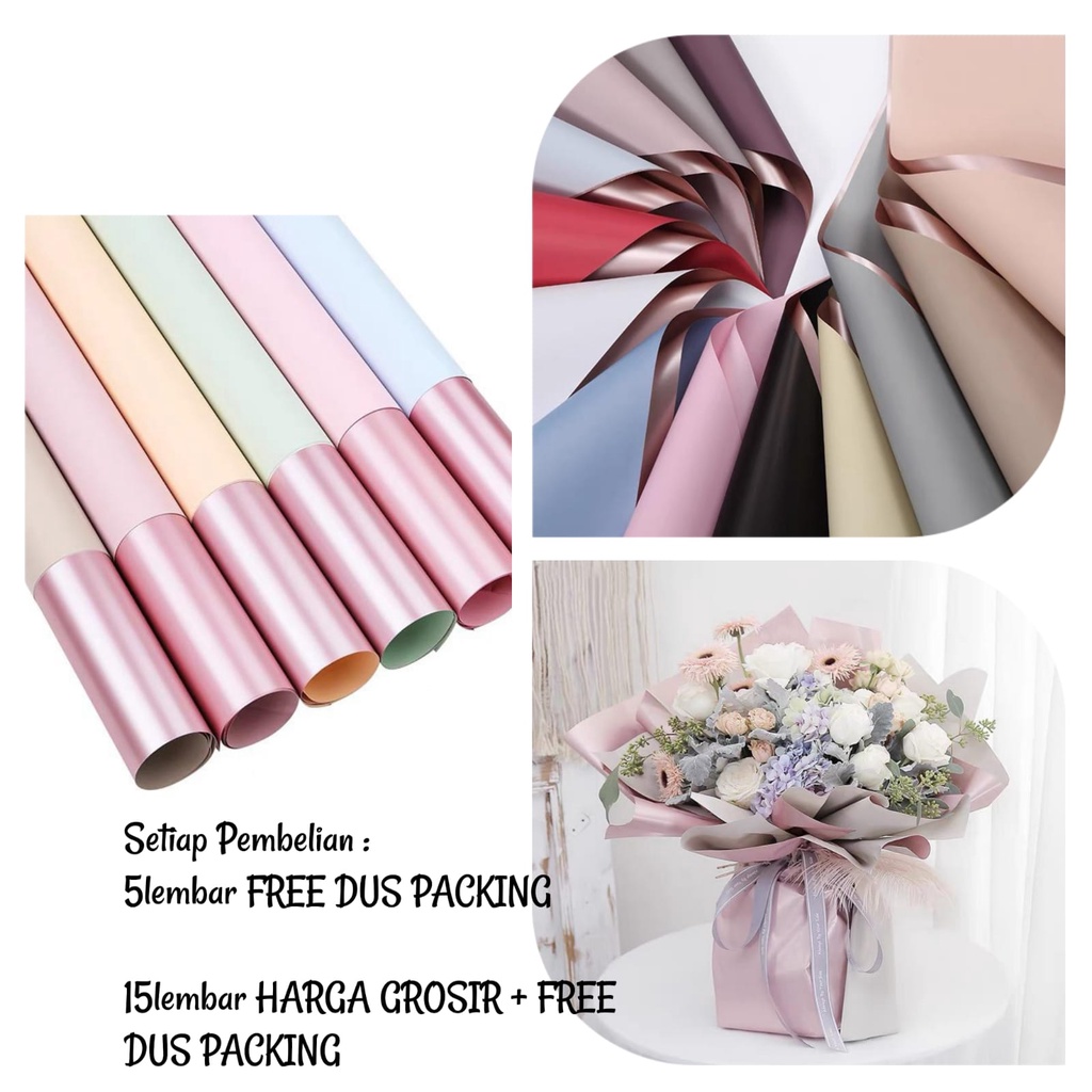 

UM116 5Lembar-Kertas Bunga Buket Bi Color Rosegold/Kertas Buket Bunga Florist Cellophane/Flower Wrapping Paper