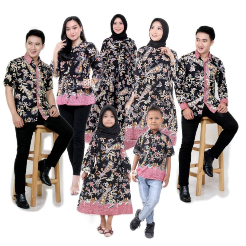 Couple Batik Keluarga Ayah Ibu Dan Anak Brokat  Ratu Pingu Family Set