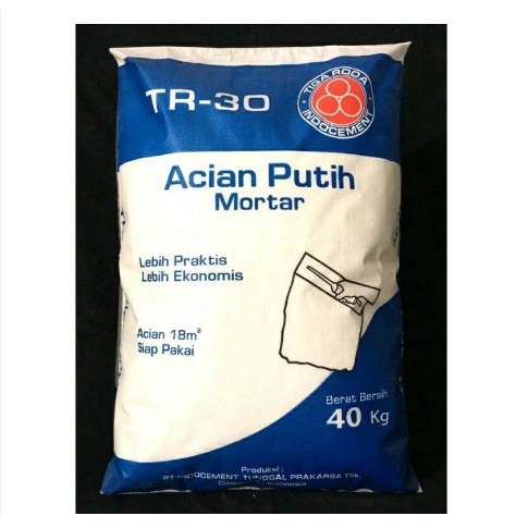 Acian Putih Mortar Tiga Roda TR 30 Semen Acian Putih 40 kg