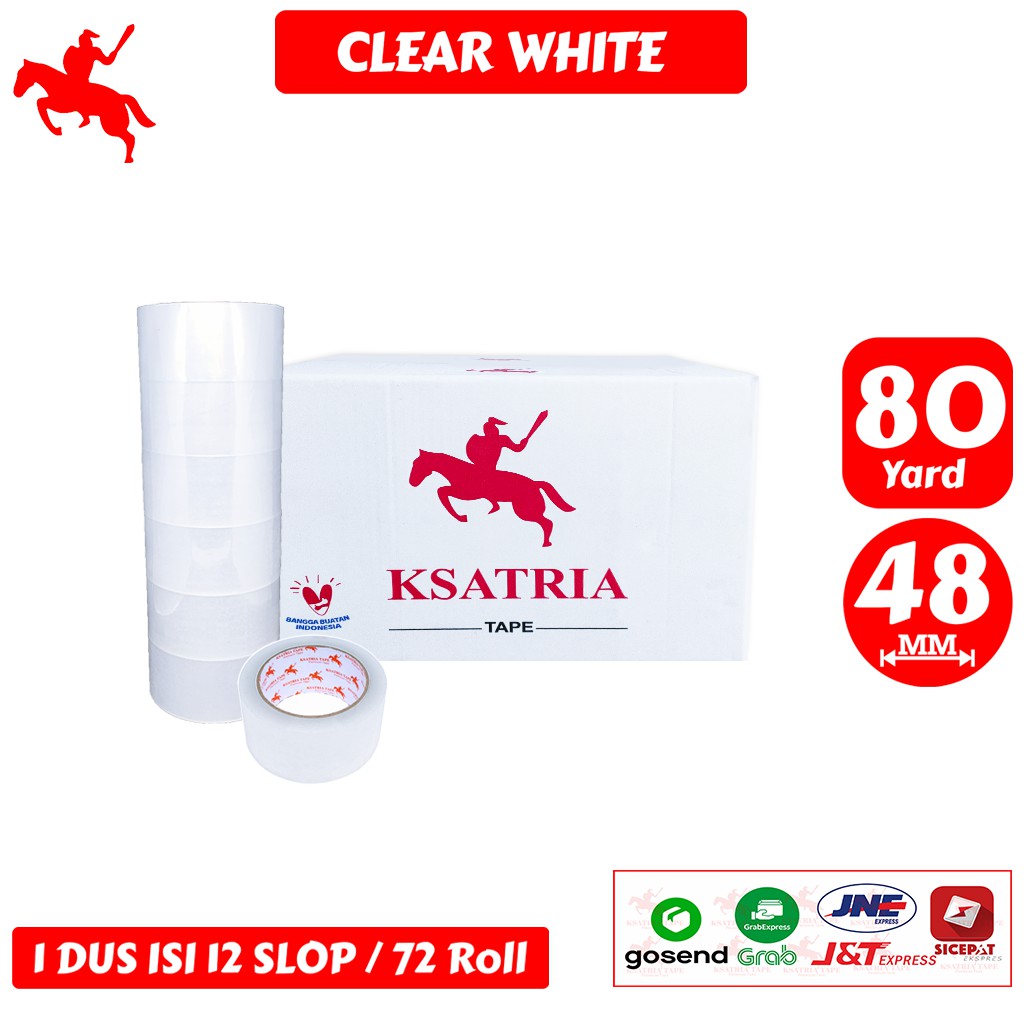 

Ksatria Tape Lakban OPP Tape / Lakban Clear White 80 Yard (1 Dus)